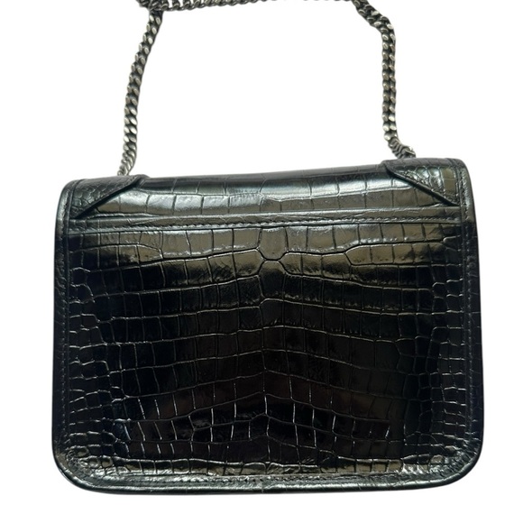 Saint Laurent Black Croc-Embossed Leather Crossbody Bag - Picture 5 of 15
